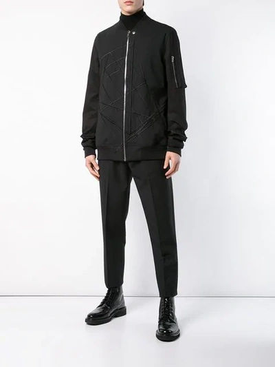 Shop Rick Owens Sleeve Pocket Bomber Jacket In Black