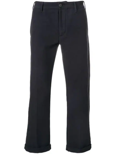 Shop Fortela Cropped Straight Leg Trousers In Blue