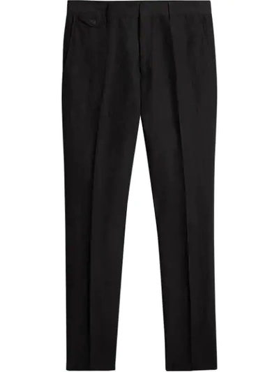 Shop Burberry Linen Silk Tailored Trousers In Black
