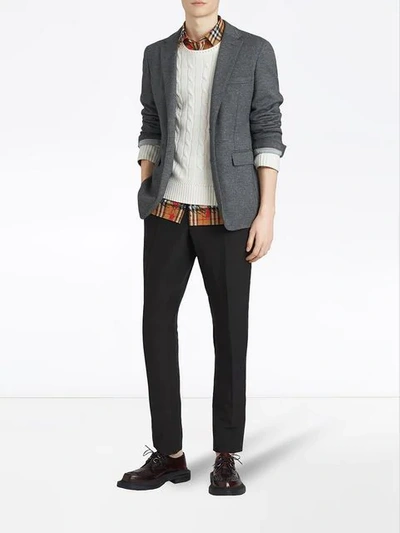 Shop Burberry Linen Silk Tailored Trousers In Black