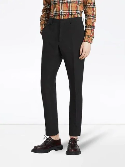 Shop Burberry Linen Silk Tailored Trousers In Black