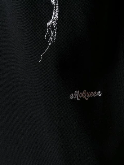 Shop Alexander Mcqueen Floral Motif Embroidered Polo Shirt - Black