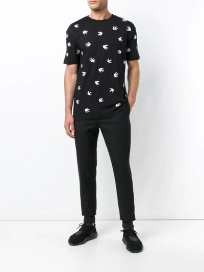 Shop Mcq By Alexander Mcqueen Swallow Print T-shirt In Black