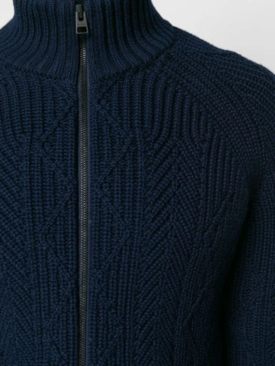 Shop Etro Cable Knit Zipped Cardigan In 200 Blue