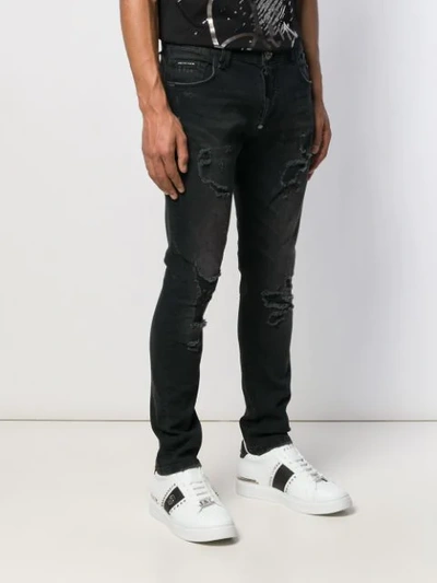 Shop Philipp Plein Ripped Skinny Jeans In Black