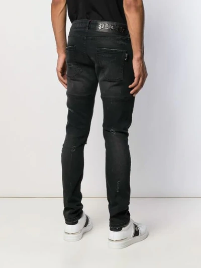 Shop Philipp Plein Ripped Skinny Jeans In Black