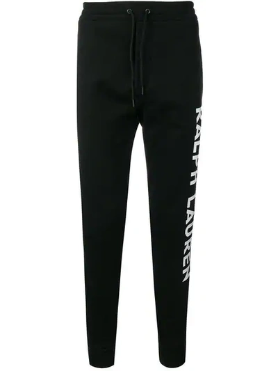 Ralph Lauren Contrast Logo Track Pants In Black