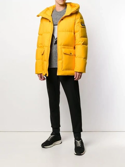 Shop Woolrich Zipped Up Padded Jacket In Yellow