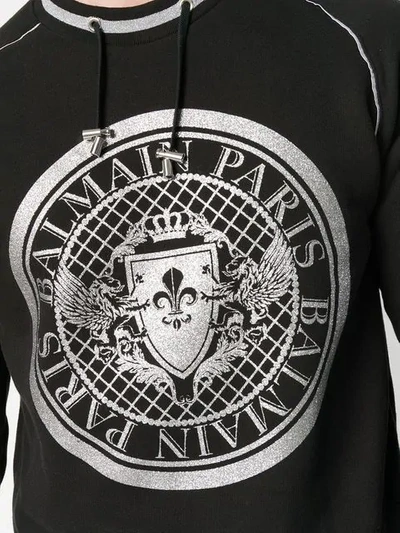 Shop Balmain Logo Sweatshirt In 1766-noir/argento