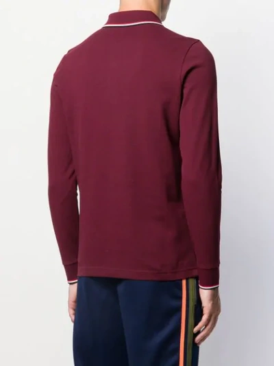 Shop Moncler Logo Long-sleeve Polo Shirt In Red