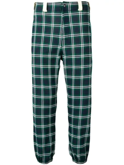 Shop Marni Check Print Cropped Trousers In Blue