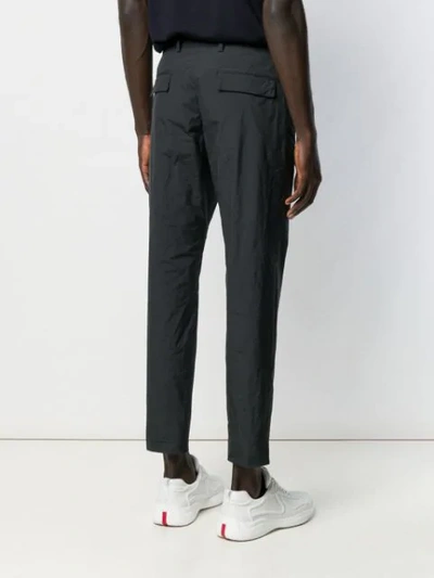 Shop Prada Crinkle-effect Tailored Trousers In Black