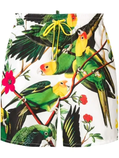 DSQUARED2 TROPICAL PRINT SWIMMING TRUNKS - 白色