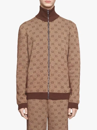 GUCCI GG JACQUARD KNIT BOMBER - 大地色