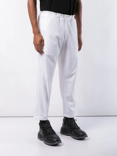 Shop Comme Des Garçons Homme Deux Elasticated Waistband Straight Leg Trousers In White