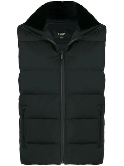 Shop Fendi Sleeveless Waistcoat Jacket In Black