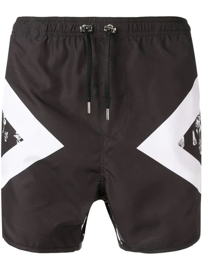 Shop Neil Barrett Badeshorts Mit Print - Schwarz In Black