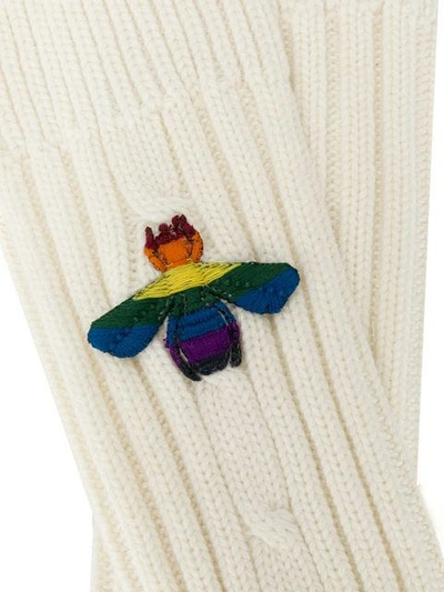 Shop Gucci Rainbow Bee Appliqué Socks In 9200 White