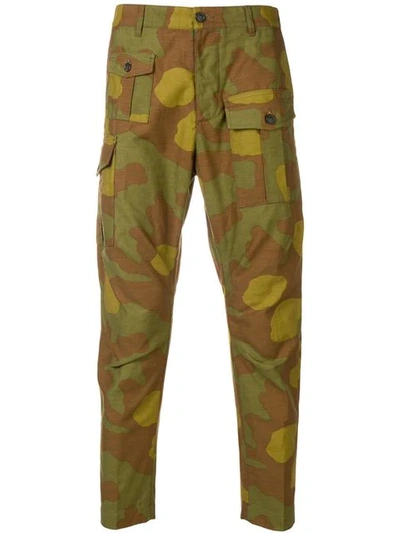Shop Dsquared2 Camouflage Print Cargo Trousers In Green