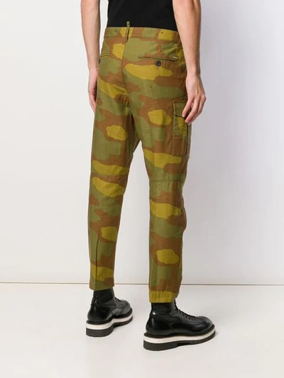 Shop Dsquared2 Camouflage Print Cargo Trousers In Green