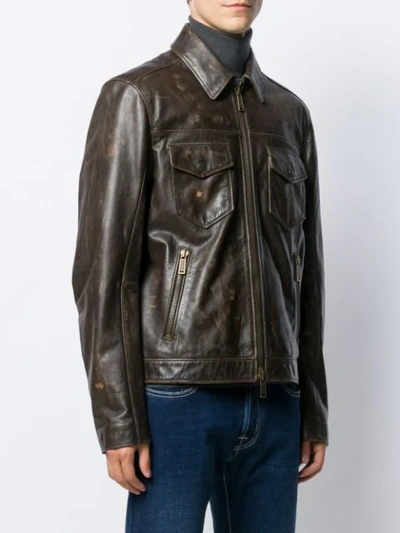 Shop Dsquared2 Worn-out Effect Jacket In Brown