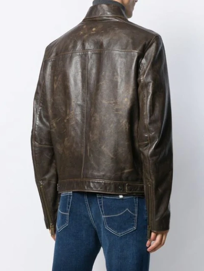 Shop Dsquared2 Worn-out Effect Jacket In Brown