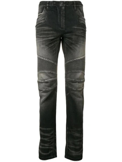 Shop Balmain Biker-jeans Mit Schmalem Bein In Black