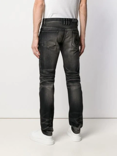 Shop Balmain Biker-jeans Mit Schmalem Bein In Black