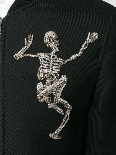 Shop Alexander Mcqueen Dancing Skeleton Bomber Jacket In Black