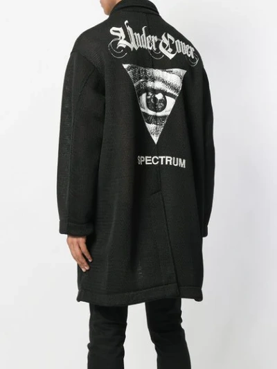 Shop Undercover Embroidered Detail Mesh Coat - Black