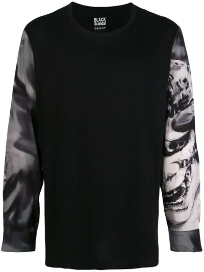 Shop Yohji Yamamoto Printed Sleeves Sweatshirt In Black