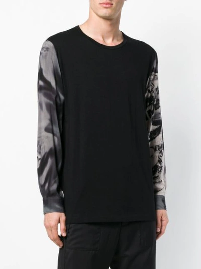 Shop Yohji Yamamoto Printed Sleeves Sweatshirt In Black