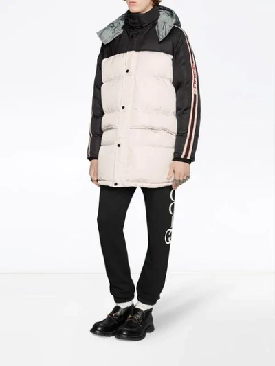 Shop Gucci Nylon Coat With  Stripe In White