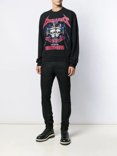 Shop Dsquared2 Skull Print Logo Jumper - Black