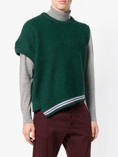 Shop Lanvin Asymmetric Gilet Jumper In Green