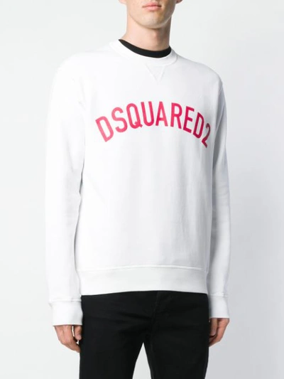 Shop Dsquared2 Logo Printed Sweatshirt In White