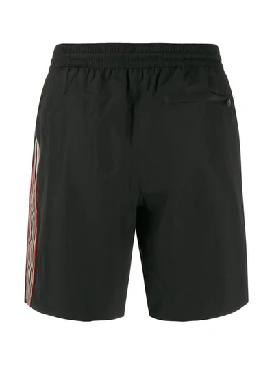 Shop Burberry Icon Stripe Drawcord Swim Shorts - Black