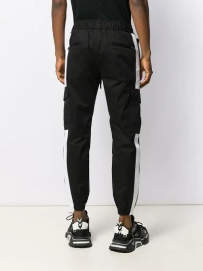 Shop Dolce & Gabbana Stripe Detail Cargo Trousers In Black