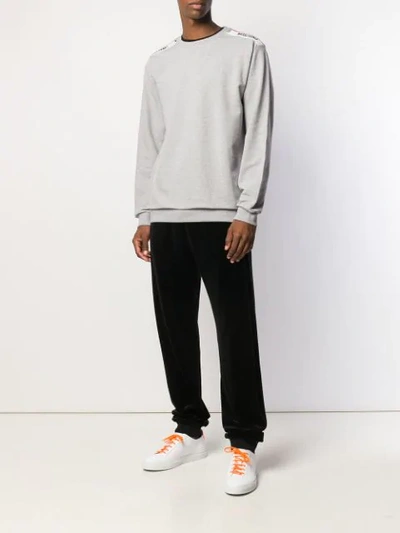 Shop Moschino Logo Stripe Sweatshirt - Grey