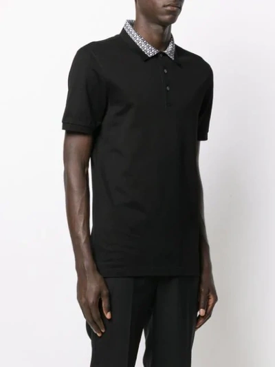 Shop Ferragamo Contrasting Collar Polo Shirt In Black