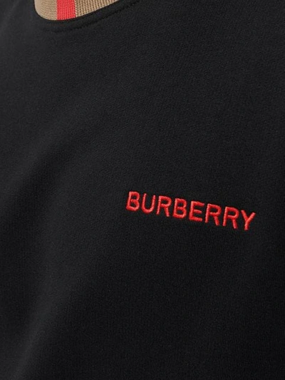 BURBERRY 经典条纹细节全棉套头衫 - 黑色