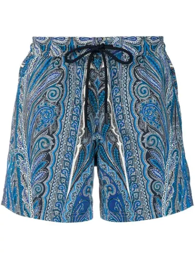 Shop Etro Paisley Swim Shorts In Blue