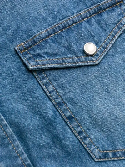 Shop Givenchy Chest Pocket Denim Shirt In Blue