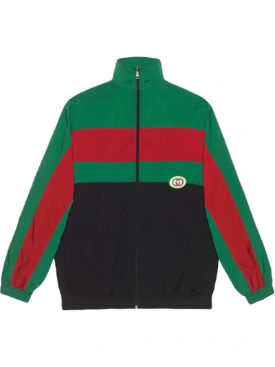 Shop Gucci Oversize Nylon Jacket In Black