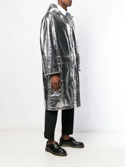 Shop Jil Sander Hooded Single-breasted Coat In Silver