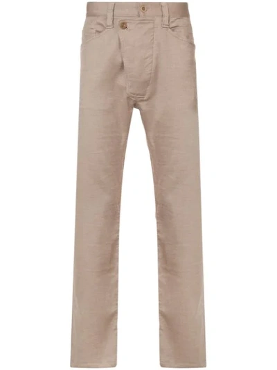 Shop Tss Slant Front Work Trousers In Brown