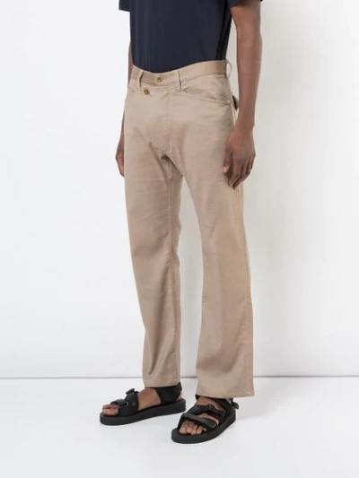 Shop Tss Slant Front Work Trousers In Brown