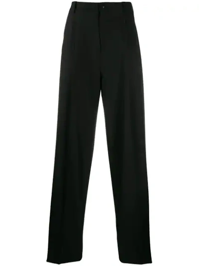 Shop Versace Wide-leg Tailored Trousers In Black