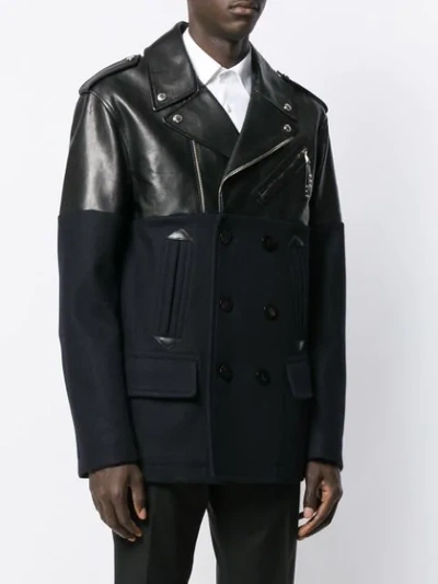 ALEXANDER MCQUEEN LEATHER AND WOOL JACKET - 黑色