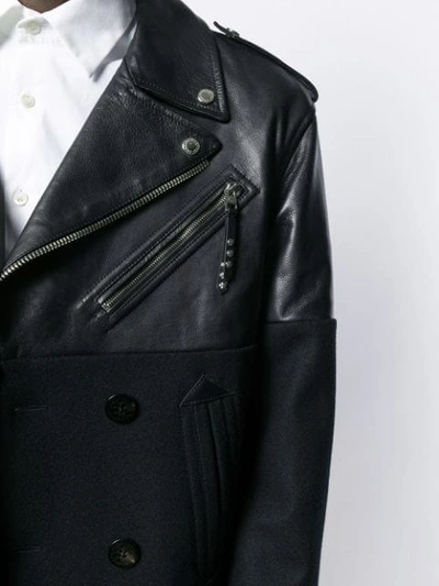 Shop Alexander Mcqueen Leather And Wool Jacket In Black